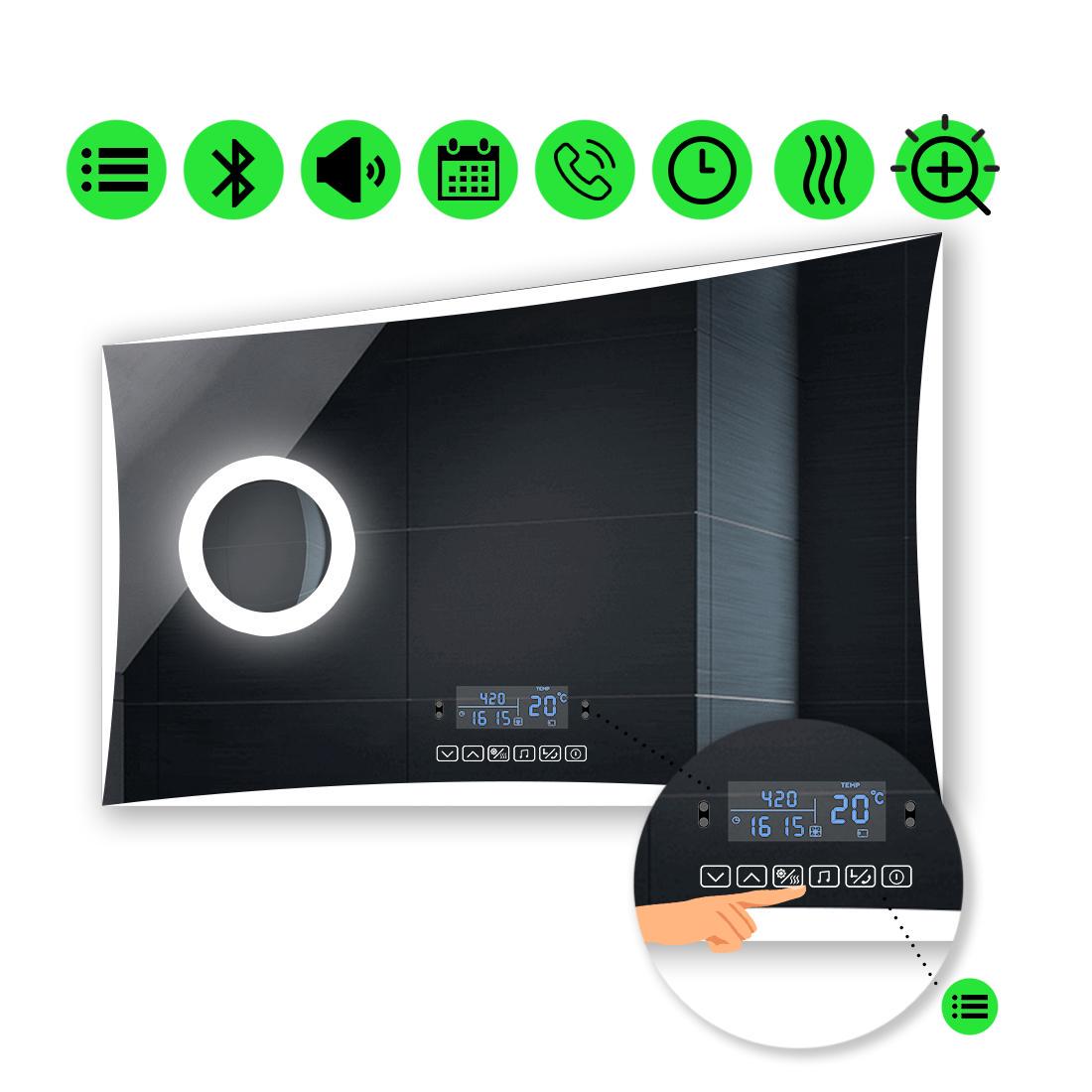 Зеркало с LED подсветкой Amado с Smart-блоком и линзой с подсветкой и подогревом 80x60 см (Amadog41)