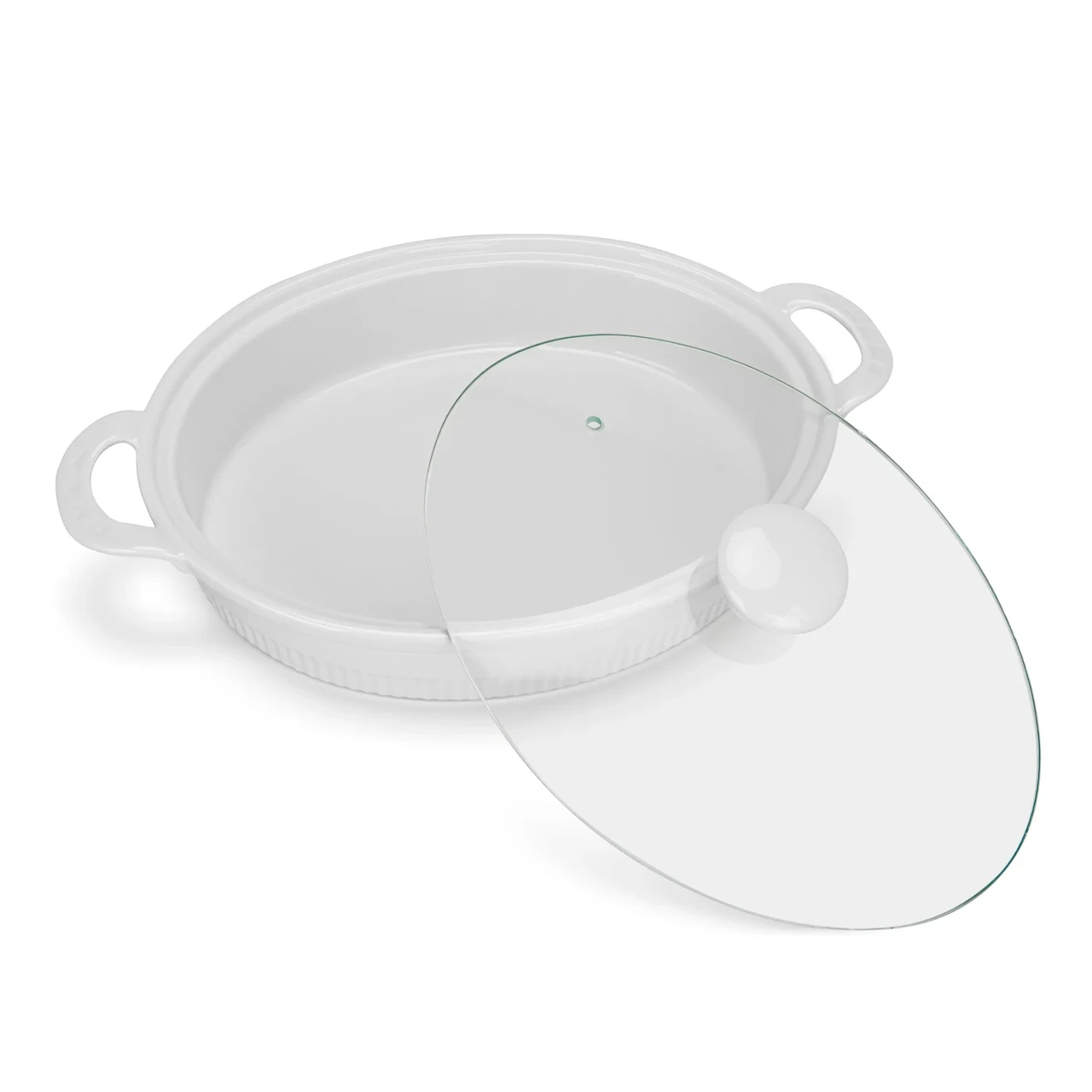 Форма овальная для запекания Fissman Horeca 30x25x6 см 2100 мл со стеклянной крышкой из фарфора (14159) - фото 3 Форма овальная для запекания Fissman Horeca 30x25x6 см 2100 мл со стеклянной крышкой из фарфора (14159) - фото 3