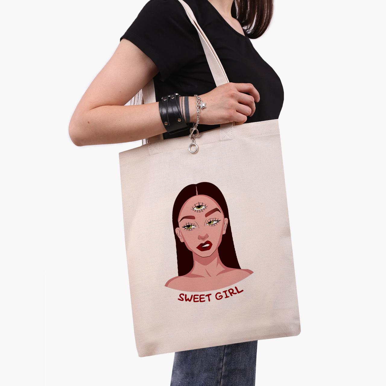 Эко сумка шоппер Sweet girl Digital art 41x35 см Бежевый (9227-1634-WT)