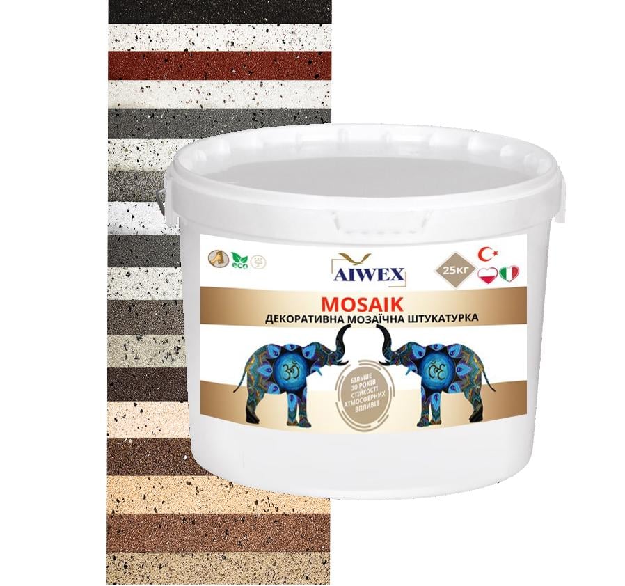 Декоративная штукатурка мозаичная со слюдой AIWEX MIKA MOZAIK 15 кг Графитовый Лунное сияние (345847) - фото 2
