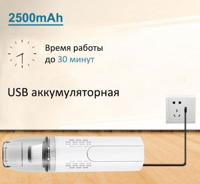 Автомобільний пилосос з насадками Grikey Mini 2500 mAh 75 W Сірий (GB2RBM) - фото 11