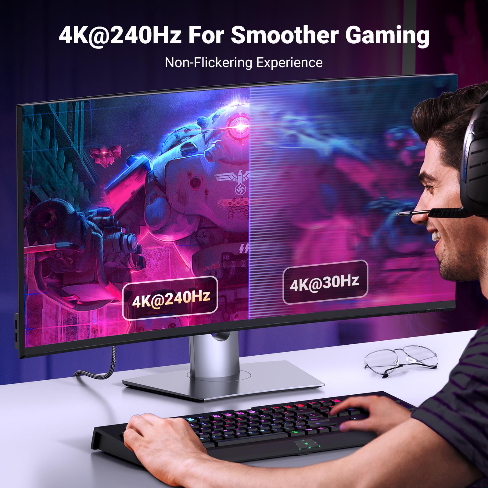 Кабель UGREEN DisplayPort-HDMI 8K 60Hz 4K 240Hz 32.4 Гбіт/с DP 1.4 до HDMI 2.1 Dolby, HDCP2.3 1 м Чорний (80395) - фото 4