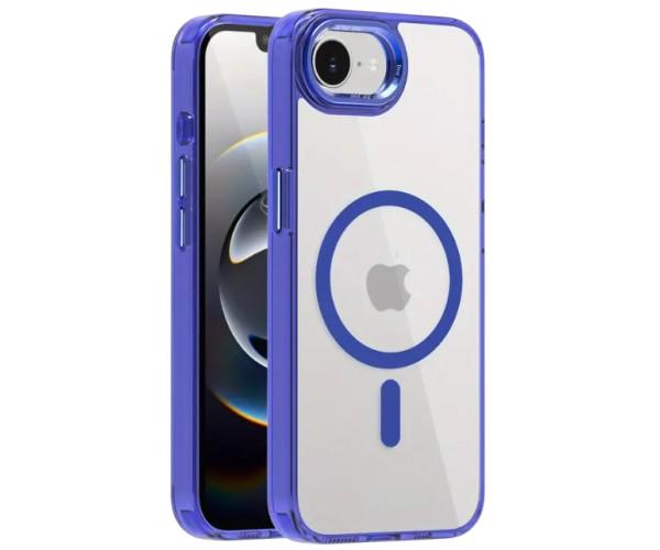 Чехол - накладка Ice Color Frame Magnetic Ring для iPhone 16e с магнитным кольцом Синий