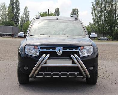 Кенгурятник WT01 CAN для Renault Duster 2008-2017 гг. нержавеющая сталь Хром