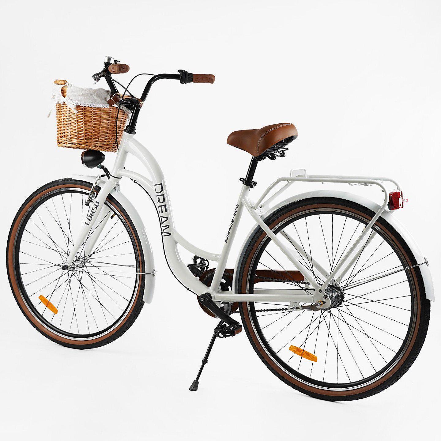 Велосипед городской алюминиевый CORSO Dream 28 дюймов с корзиной и багажником, рама 18" Белый - фото 3 Велосипед городской алюминиевый CORSO Dream 28 дюймов с корзиной и багажником, рама 18" Белый - фото 3