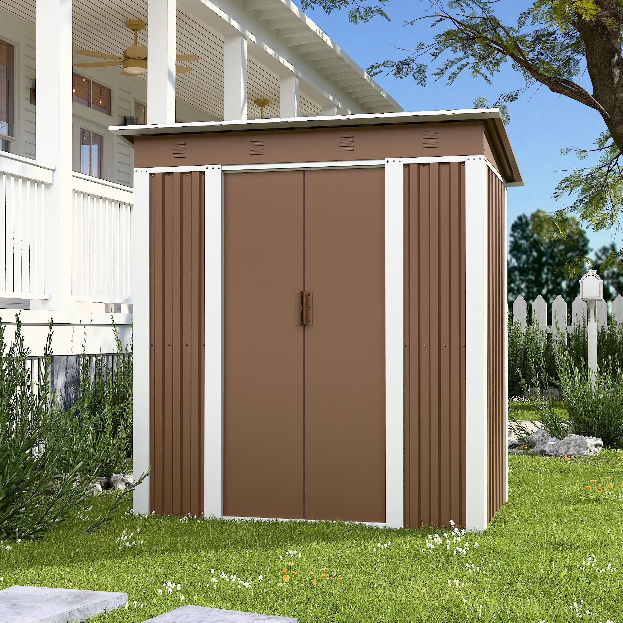 Госпблок-сарай металевий SS-03 з односхилим дахом 1850х1200х900 мм Коричневий