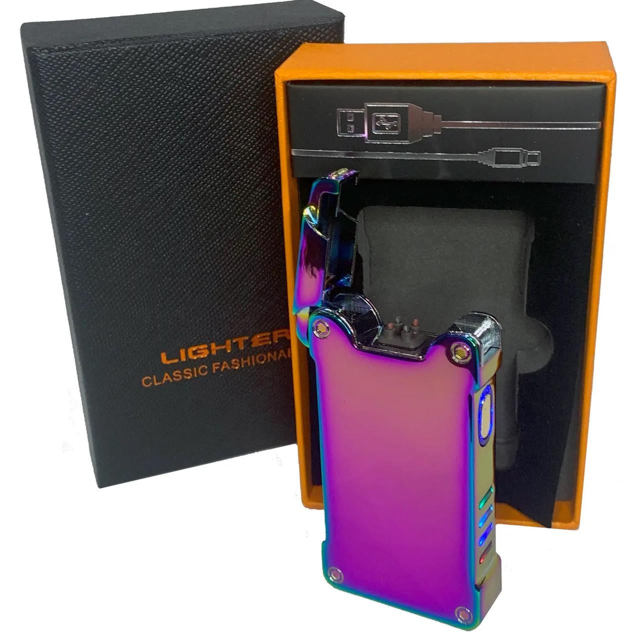 Запальничка дугова LIGHTER HL-437 електроімпульсна із USB-зарядкою ліхтариком Хамелеон