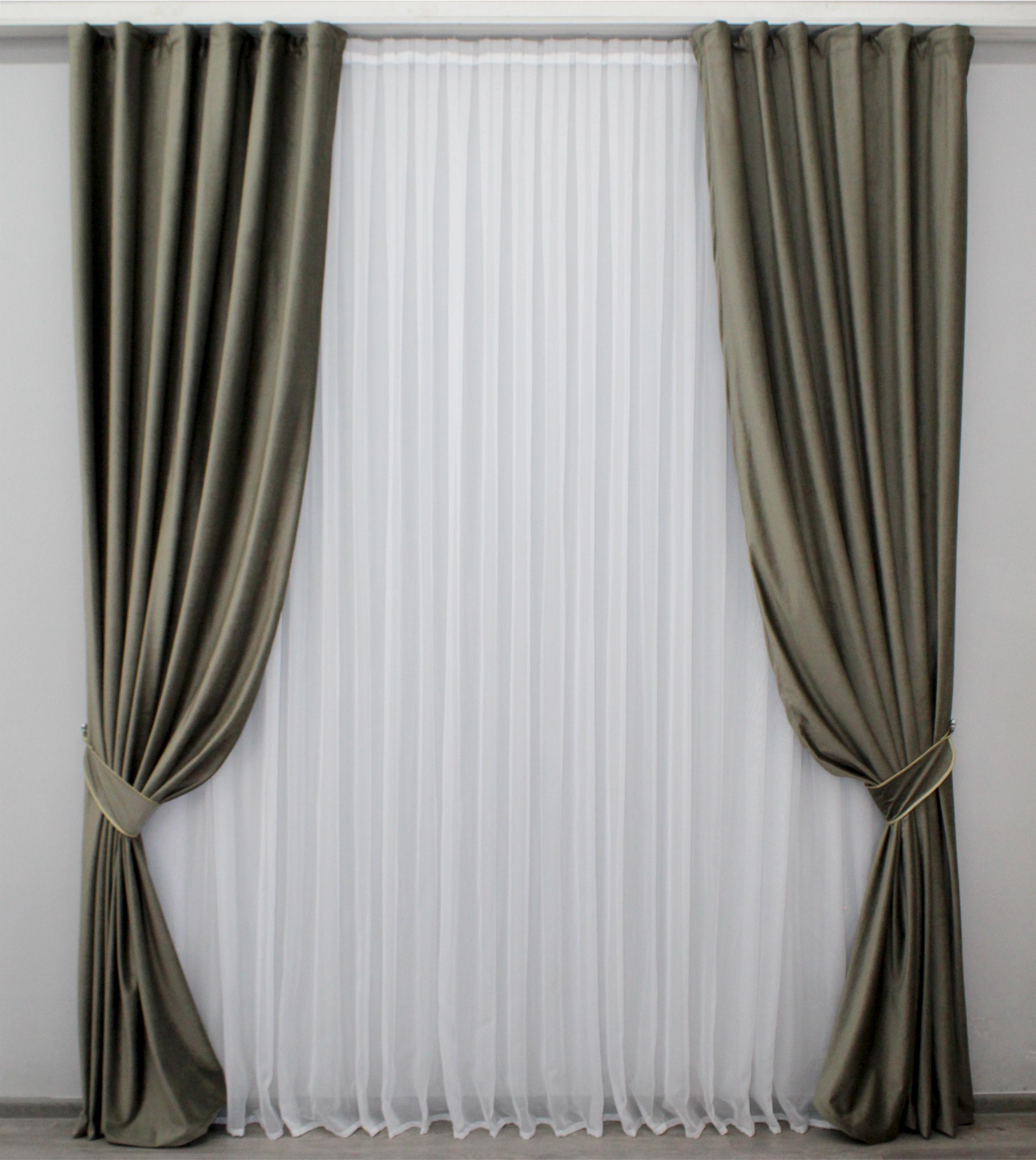 Комплект готовых штор VR-Textil Бархат Kadife № 1130ш 200х270 см 2 шт. Болотный (32-031) - фото 1 Комплект готовых штор VR-Textil Бархат Kadife № 1130ш 200х270 см 2 шт. Болотный (32-031) - фото 1