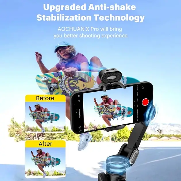 Стабілізатор триосьовий AOCHUAN Professional Gimbal Stabilizer Smartphone SMART X Pro AI Black - фото 4