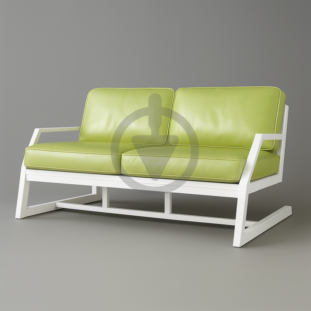 Диван металевий AVVS tech Атлас вуличний лофт екошкіра з підлокотниками 126 см Салатовий/Білий (30222762)