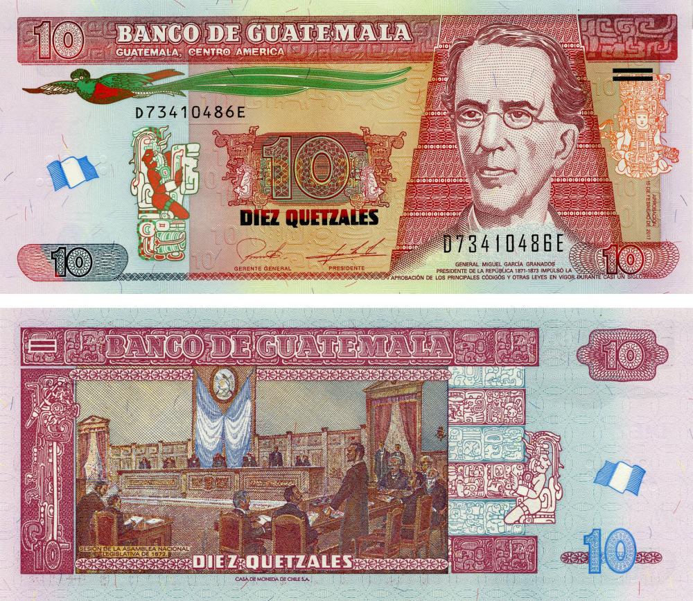 Коллекционная банкнота Гватемала 10 кетсалей 2017 UNC P123A (Б15890)