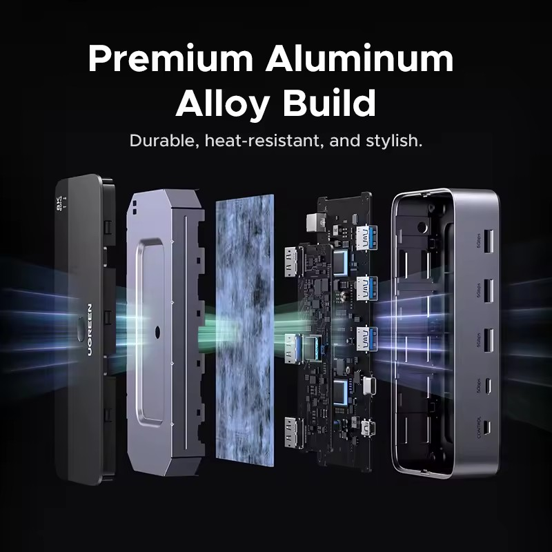 Комутатор UGREEN DP to DP 2in2 з можливістю спільного використання 2 ПК Black (55851) - фото 7