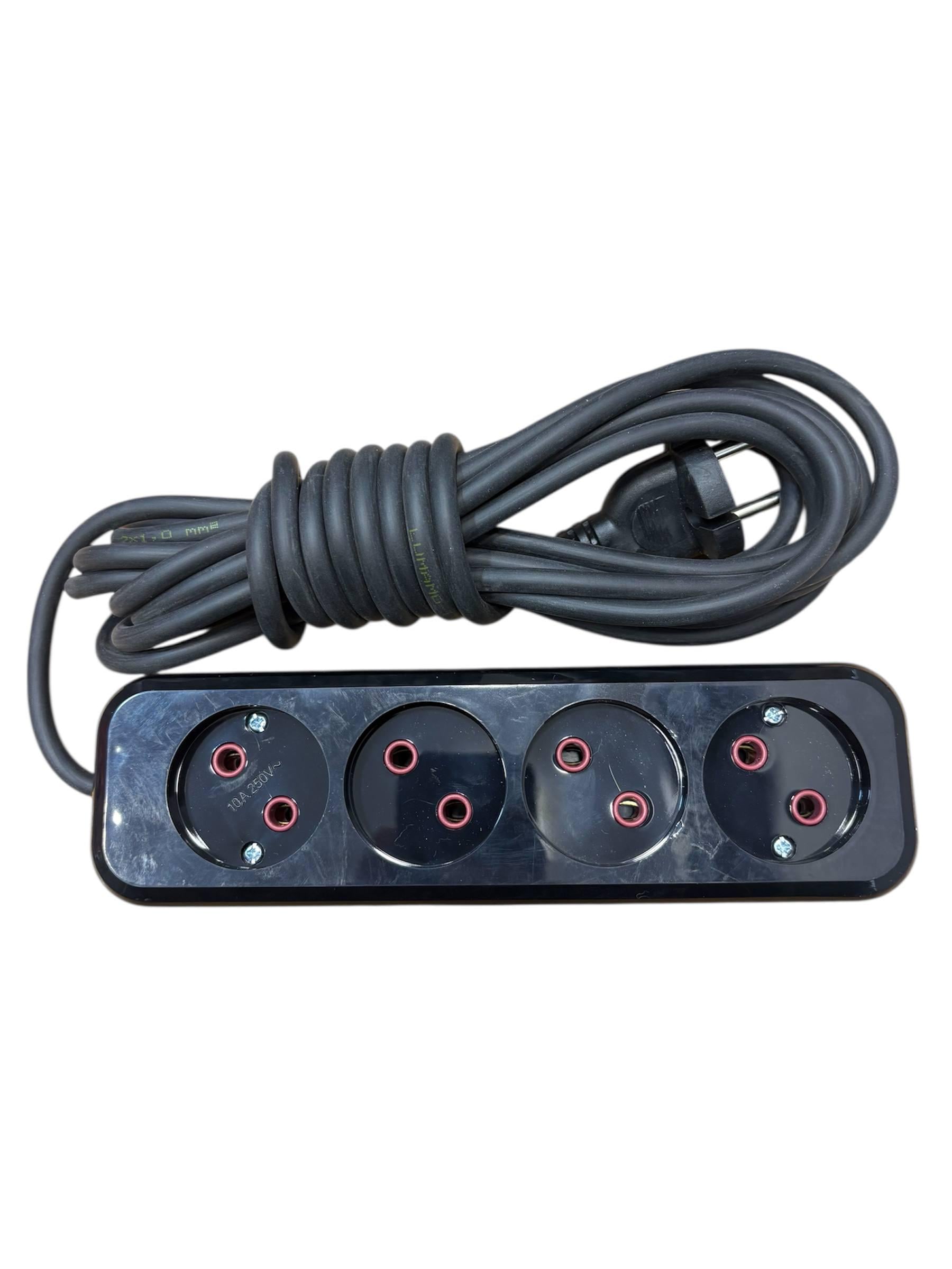 Подовжувач Lumano Modern 4 гнізда без заземлення 3 м Black (18283-1)