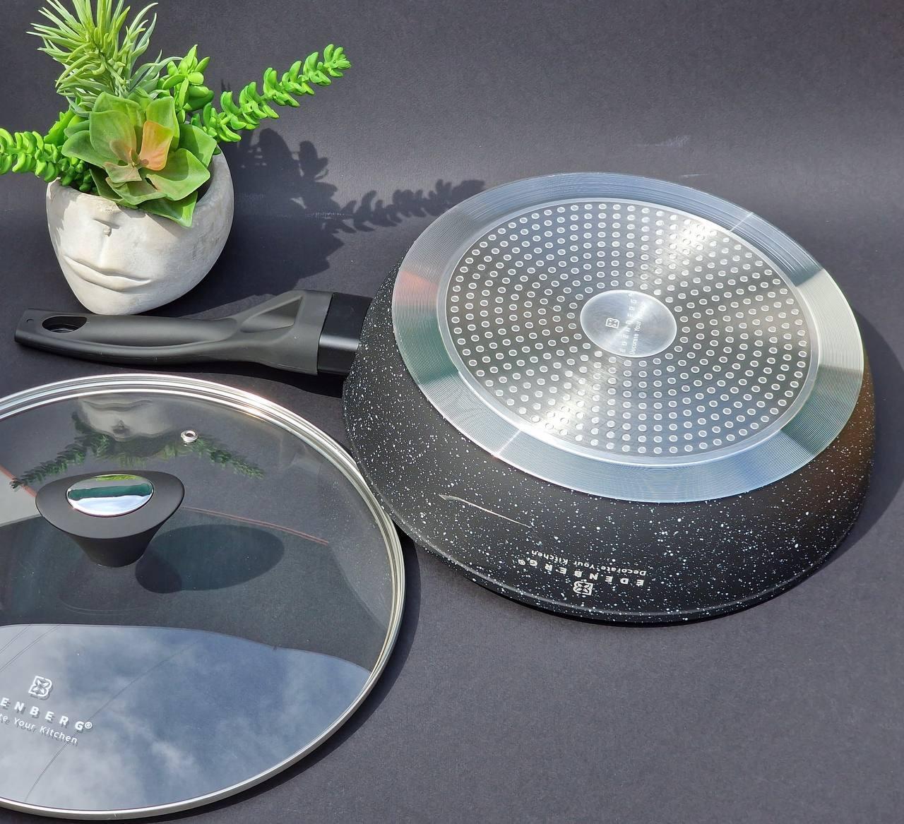 Сковорода Edenberg з мармуровим антипригарним покриттям та кришкою 20 см 1,2 л (EB-5713) - фото 3