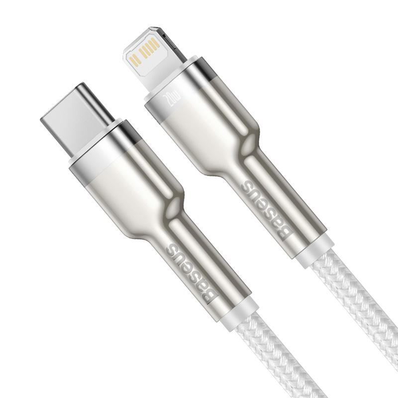 Кабель Baseus Type-C to Lightning Cafule Series Metal Data Cable 2 м 20W PD (CATLJK-B02) White - фото 2 Кабель Baseus Type-C to Lightning Cafule Series Metal Data Cable 2 м 20W PD (CATLJK-B02) White - фото 2