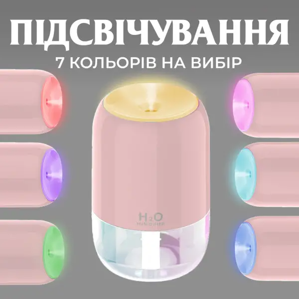 Увлажнитель воздуха аромадифузор с подсветкой 200 мл Розовый - фото 5