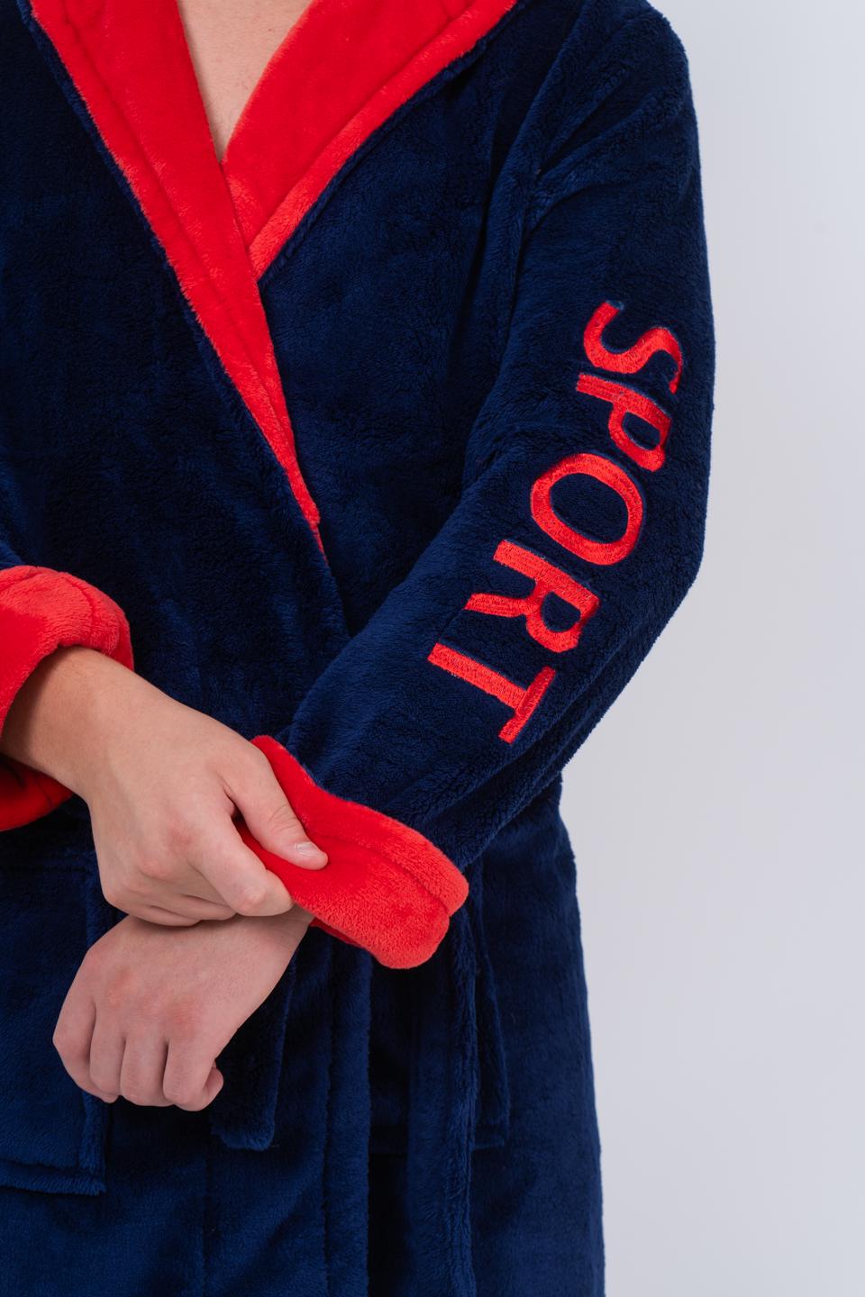 Халат чоловічий UT Store HTM01 S Темно-синій з червоним - фото 5