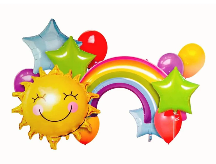 Набор воздушных шаров фольгированных Радуги и солнца 12 шт. (2990333554)