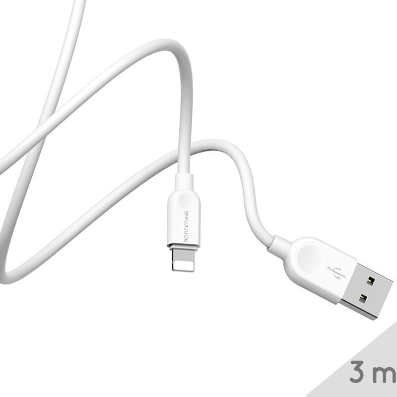 Кабель Borofone BX14 USB Lightning для iPhone 3 м 2,4 A Белый - фото 2