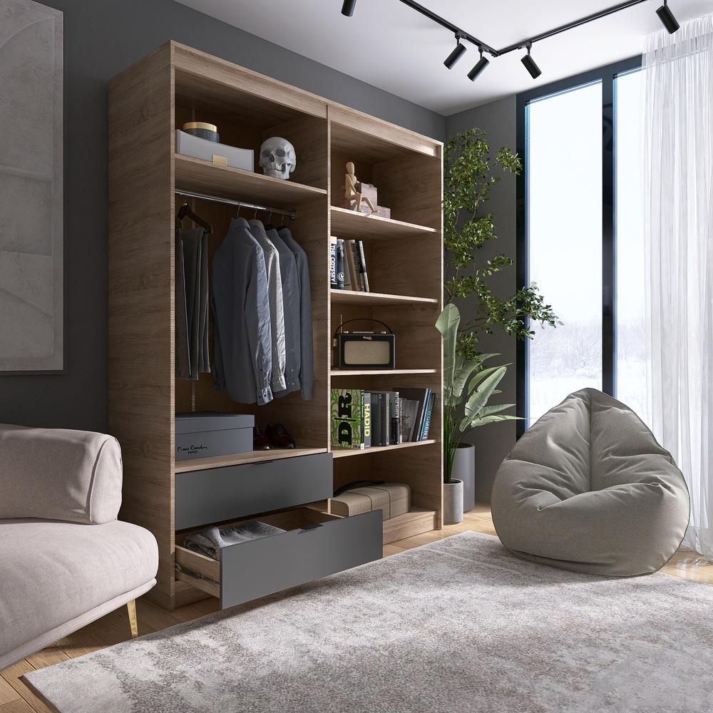 Шкаф распашной для одежды с выдвижными ящиками Эверест Сити-1600 160,2x50x204,6 см Дуб сонома/Графит (EVR-071123) - фото 4 Шкаф распашной для одежды с выдвижными ящиками Эверест Сити-1600 160,2x50x204,6 см Дуб сонома/Графит (EVR-071123) - фото 4