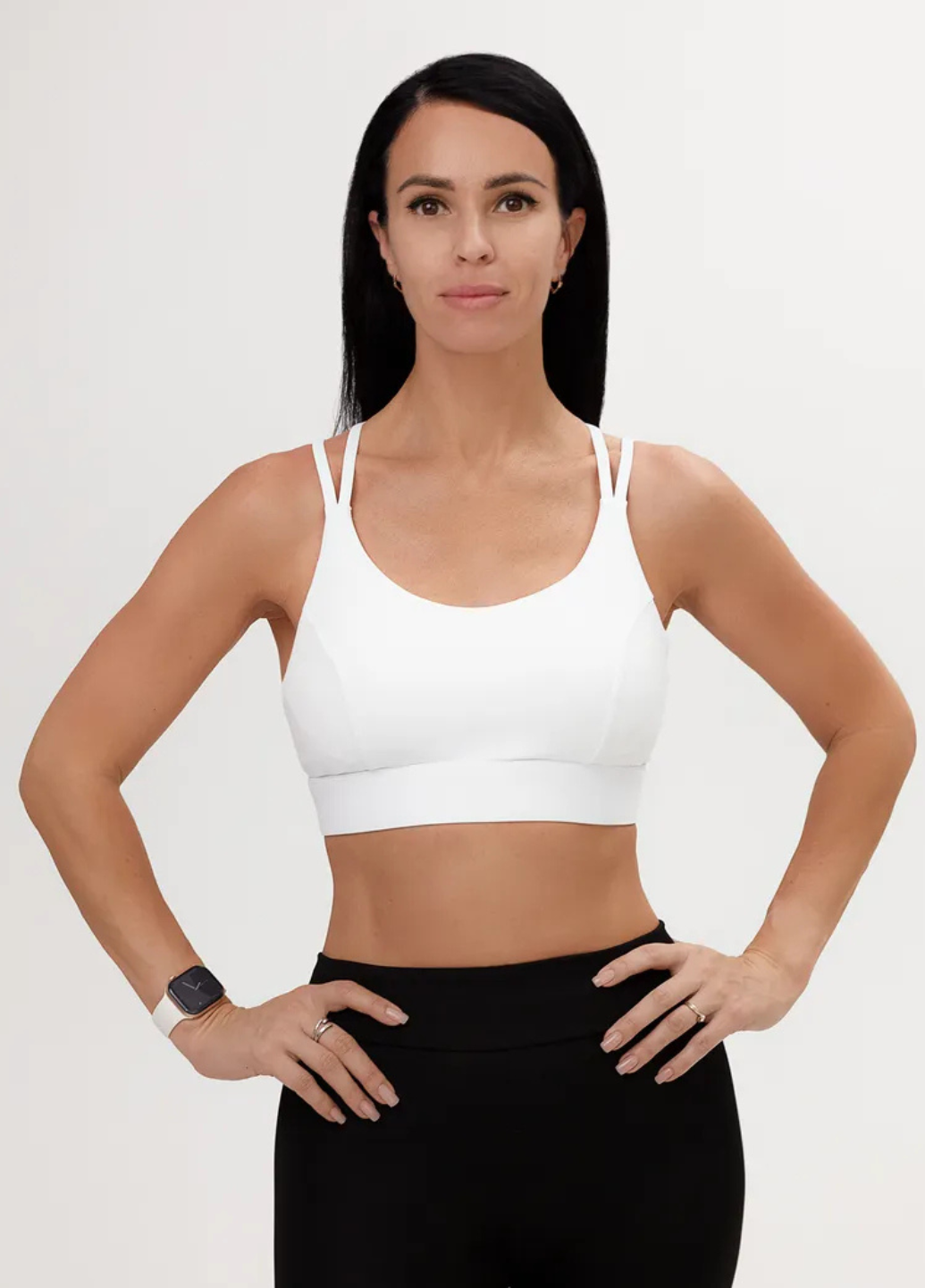 Топ женский спортивный на тонких бретелях для тренировок и повседневности застежка крючки L Белый (70289/L)