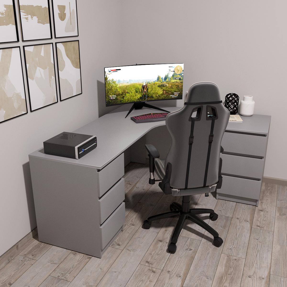 Письмовий стіл кутовий Mebellini Леон 1400/1400х750х600 мм Алюміній (арт.SKEP1000-119) - фото 3 Письмовий стіл кутовий Mebellini Леон 1400/1400х750х600 мм Алюміній (арт.SKEP1000-119) - фото 3