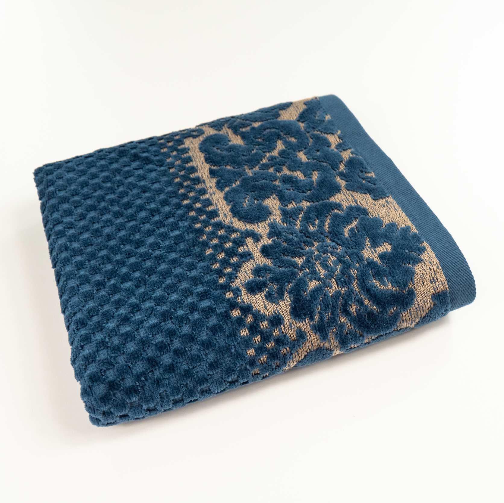 Полотенце для лица и рук Damask жаккардовое с велюром 40x70 см Темно-синий (550-dv-70-dblue)