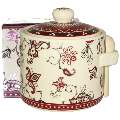 Банка для меда SNT Орнамент с деревянной ложкой h 8,5 см d 10 см 420 мл (2370-15)