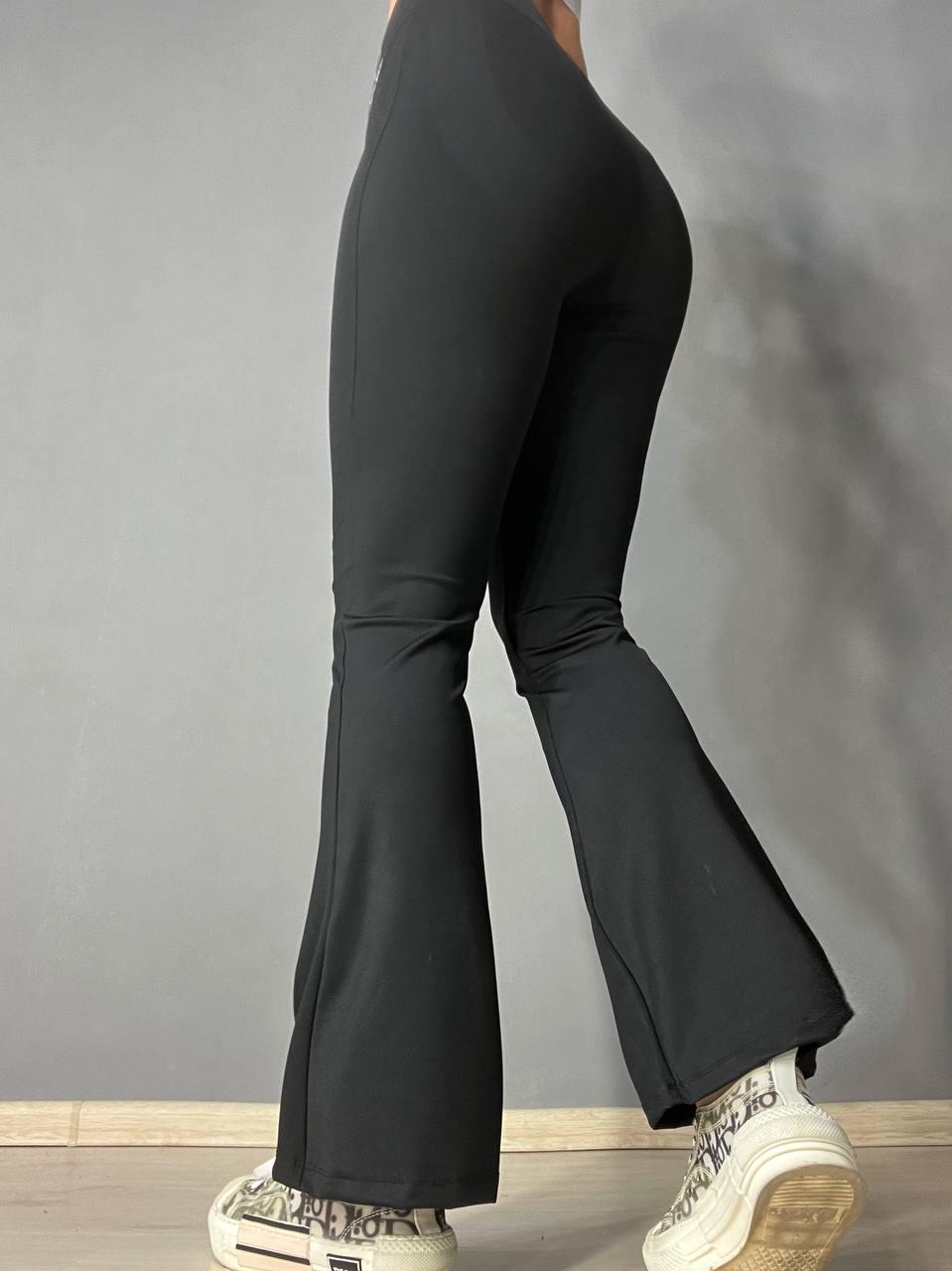 Лосини жіночі Immet 3317 кльош від коліна широкий пояс утяжка висока талія M Чорний (3706) - фото 5 Лосини жіночі Immet 3317 кльош від коліна широкий пояс утяжка висока талія M Чорний (3706) - фото 5