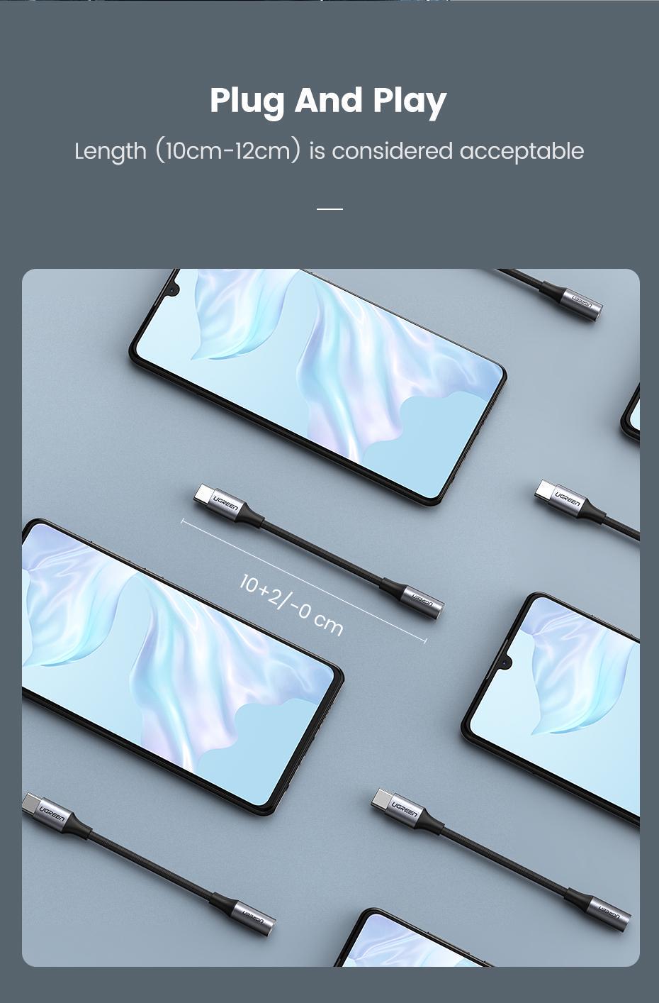 Переходник для наушников UGREEN Type-C-3.5 мм minijack Аудио AUX на USB-C 0,12 м Черный (30632) - фото 7