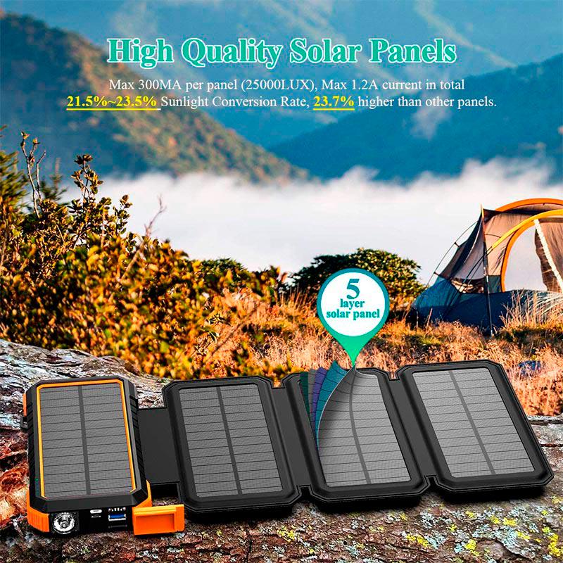 Повербанк Solar with 32pcs camping LED 20000 mAh PN-W12Pro IPX4 2USB/Type-C 18W/3A PD/QC - фото 9 Повербанк Solar with 32pcs camping LED 20000 mAh PN-W12Pro IPX4 2USB/Type-C 18W/3A PD/QC - фото 9