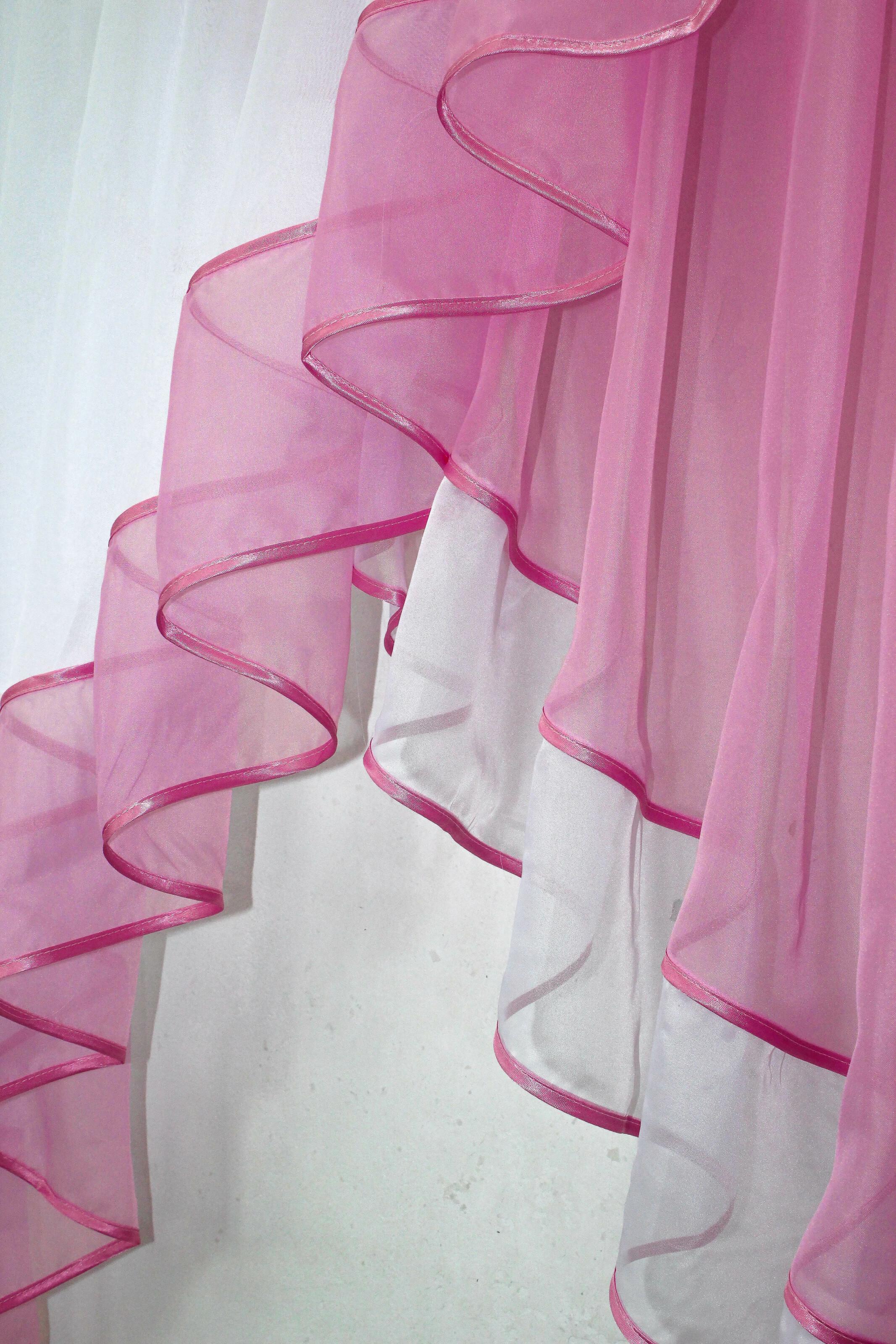 Фіранка кухонна VR-Textil № 023к 150х150 см Рожевий/Білий (50-523) - фото 4 Фіранка кухонна VR-Textil № 023к 150х150 см Рожевий/Білий (50-523) - фото 4