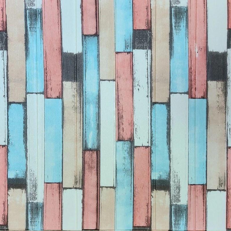 Панель самоклеящаяся 3D Sticker Wall 700x770x5 мм под дерево Розовый