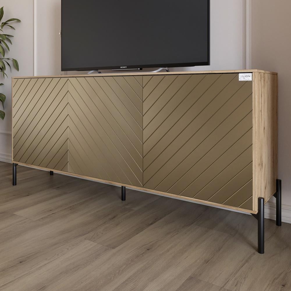 Тумба под телевизор Lion Амарант с черными металлическими ножками 168x40x76,5 см Дуб Аппалачи/Перламутровый металлик (000-000-2377) Тумба под телевизор Lion Амарант с черными металлическими ножками 168x40x76,5 см Дуб Аппалачи/Перламутровый металлик (000-000-2377)