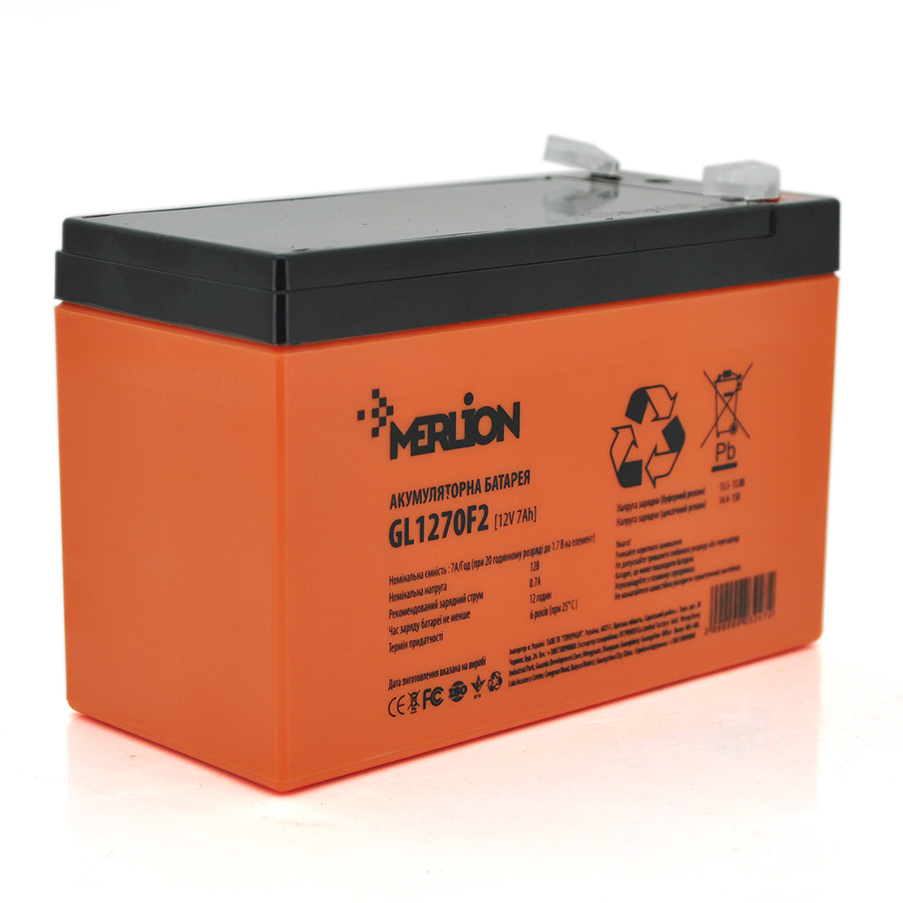 Аккумуляторная батарея гелевая Merlion GL1270F2 12V 7 Ah 150х65х95 2,1 кг (26439660)