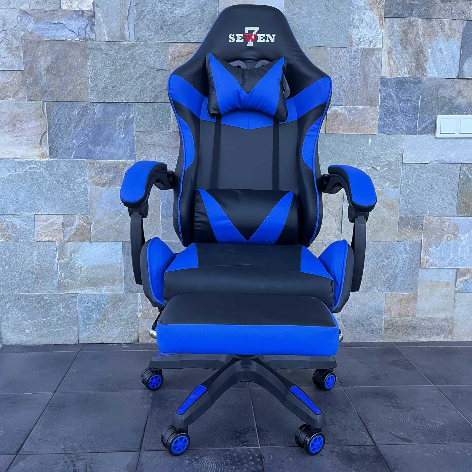Кресло компьютерное геймерское SEWEN 730 Черный/Синий (9869730) - фото 4 Кресло компьютерное геймерское SEWEN 730 Черный/Синий (9869730) - фото 4