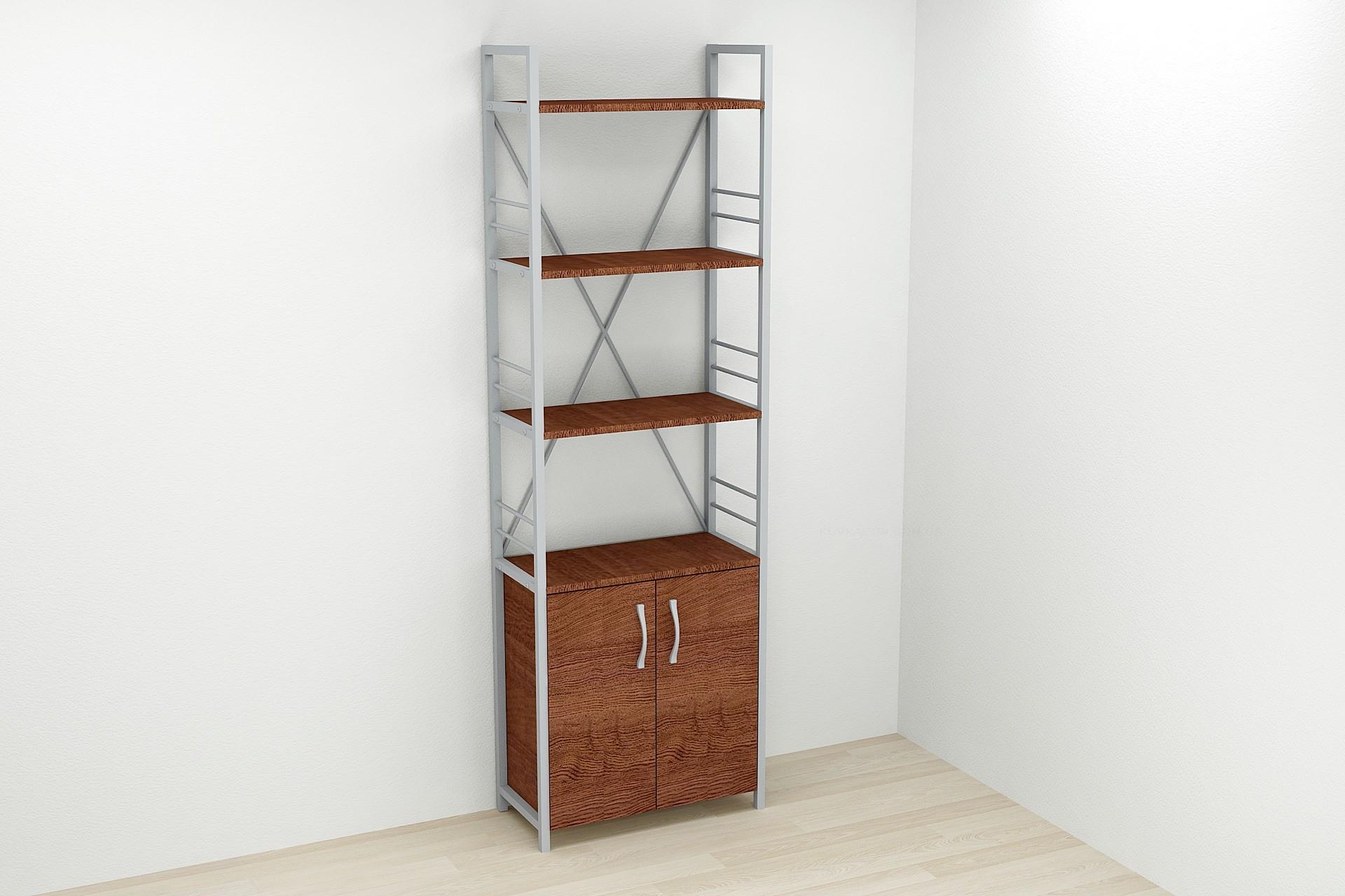 Этажерка Ferrum-decor Коннект 4/60 с тумбой ДСП 179x60x28 см Серый/Венге (FRD-105539)