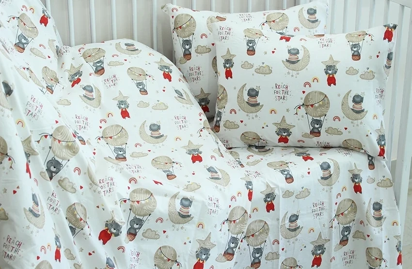 Комлпект постільної білизни у ліжечко TAG Tekstil До зірок Бежевий (11811) - фото 1 Комлпект постільної білизни у ліжечко TAG Tekstil До зірок Бежевий (11811) - фото 1