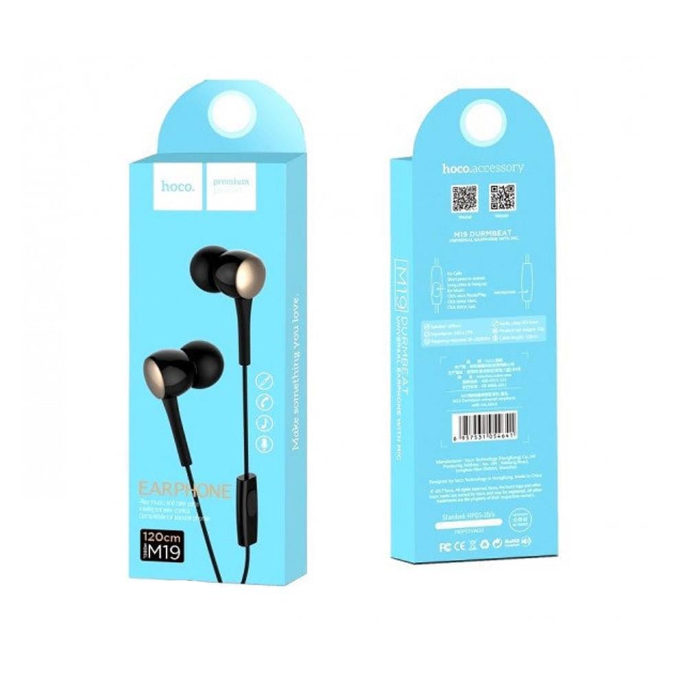 Наушники Hoco M19 Drumbeat universal earphone c микрофоном Black - фото 2