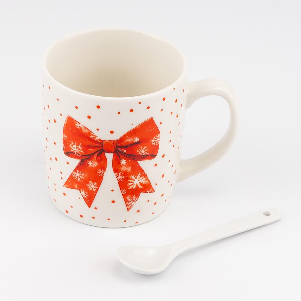 Чашка з ложечкою Різдвяний бантик 200 мл (9250-009) - фото 5 Чашка з ложечкою Різдвяний бантик 200 мл (9250-009) - фото 5