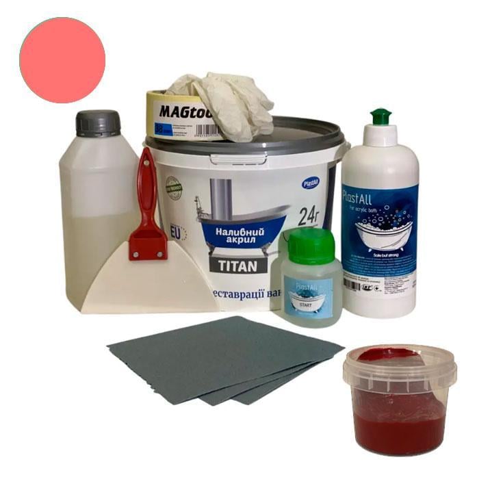 Акрил жидкий с набором для реставрации ванн Plastall Titan 1,7 м 3,3 кг Красный (23915818)