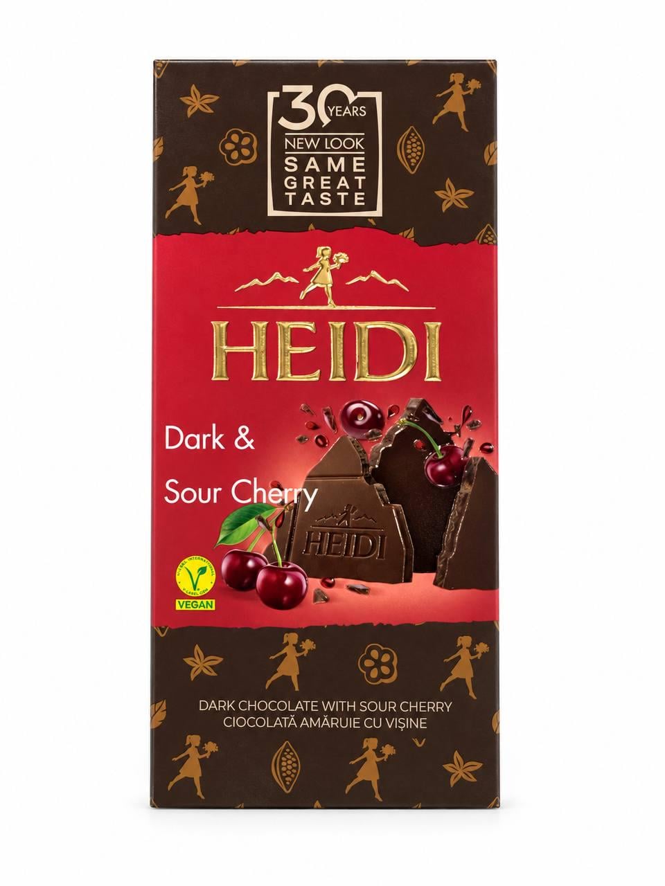 Чорний шоколад Heidi зі шматочками вишні