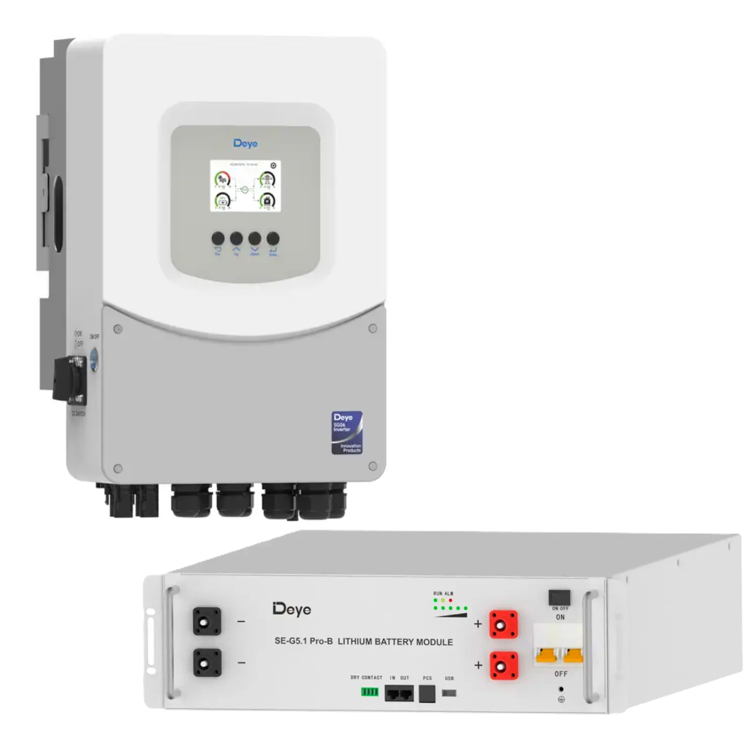 Комплект автономного питания Deye 6 кВт SUN-6K-SG06LP1-EU-BM2+Deye SE-G5.1 Pro-B 5,12 кВт·ч (660311)