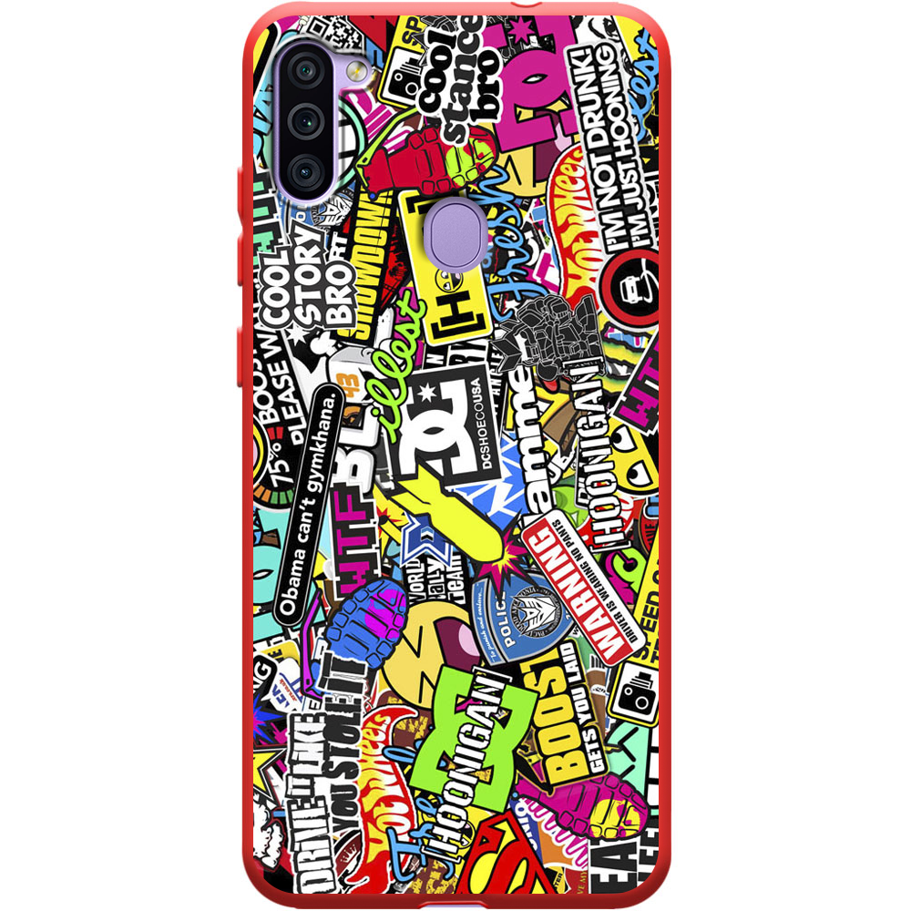 Чехол Boxface Samsung M115 Galaxy M11 Multicolored Inscriptions Красный силикон (39780-up880-40327)
