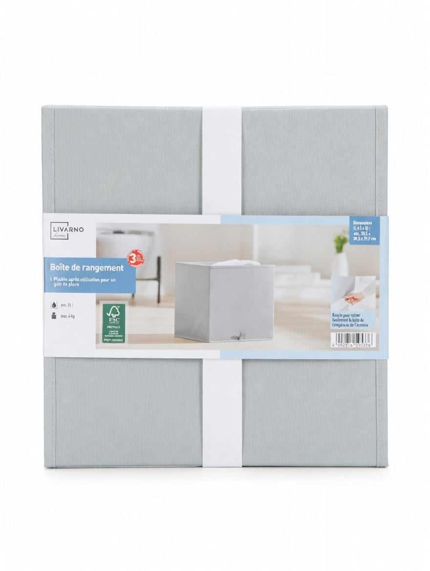 Коробка для зберігання складна LIVARNO home 30,5×30,5×29,5 см Сірий (500237)