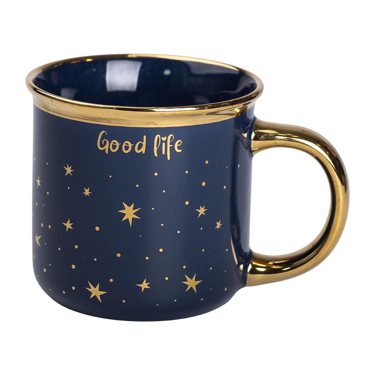 Чашка керамічна Light House із золотим обідком та позолоченою ручкою 320 мл (LG-20160)