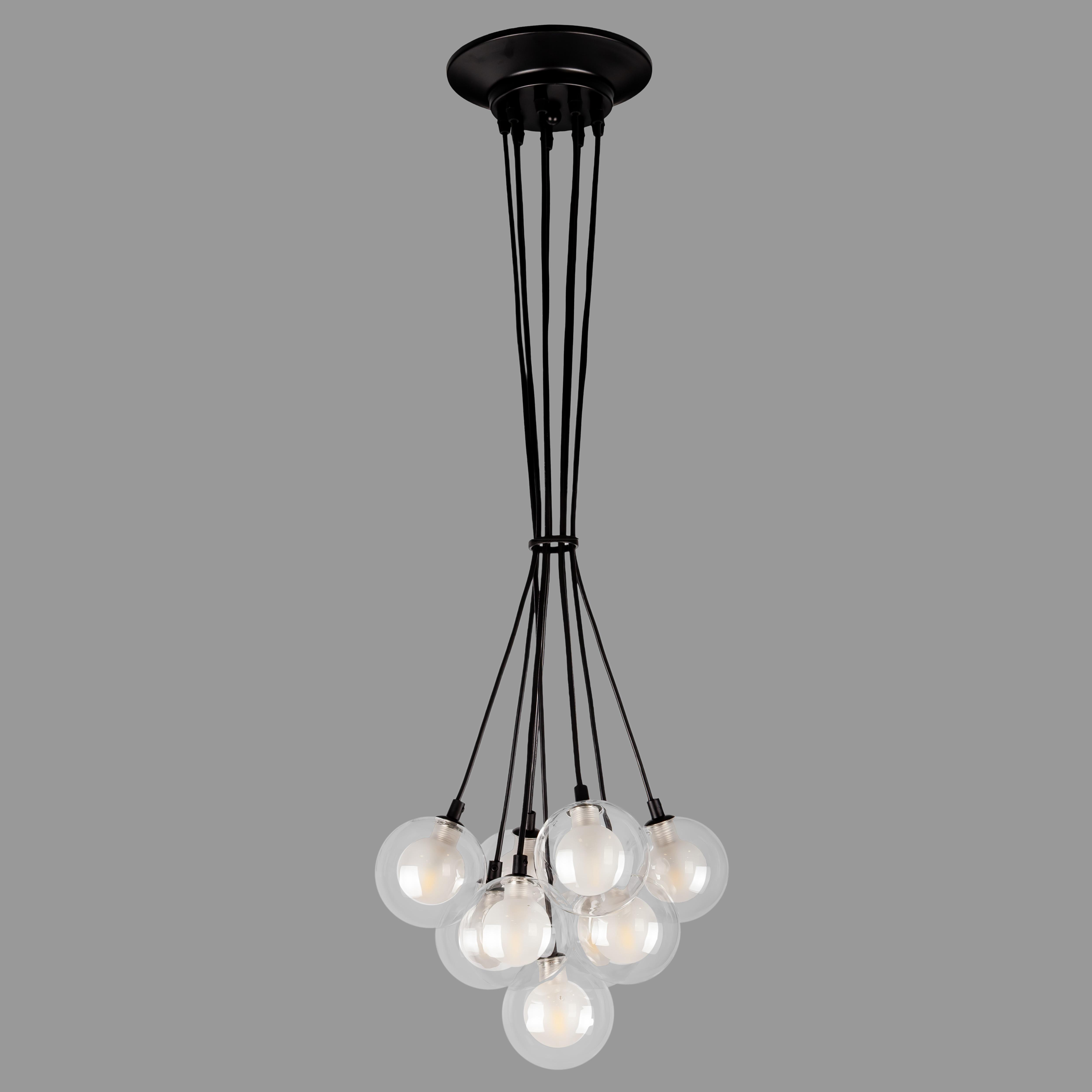 Люстра подвесная Пучок с прозрачно-белыми плафонами на 9 ламп Черный (61-P100F-9 BK+CLWH)