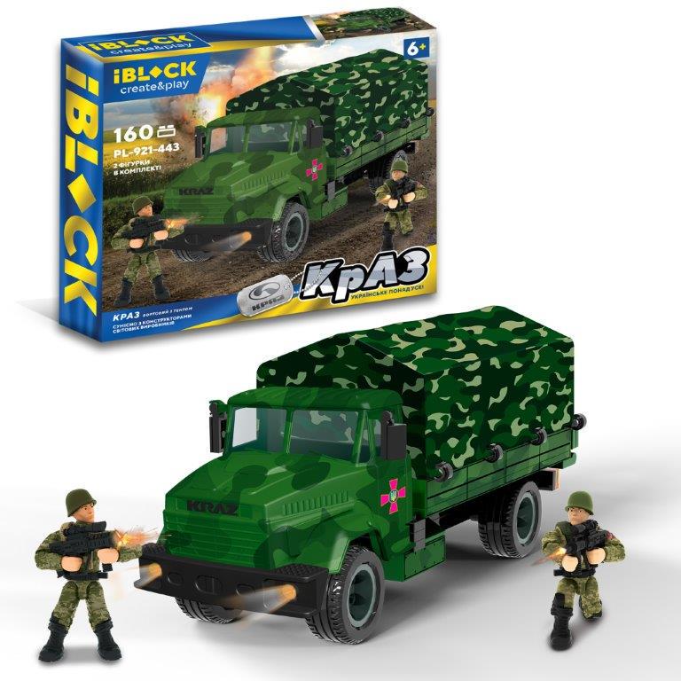 Конструктор Iblock Армія КрАЗ з тентом PL-921-443 160 дет. 2 фігурки 28,5x6,4x25 см (MTT-166983)