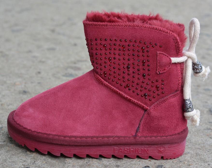 Угги детские зимние Ugg замшевые р. 30 Бордовый (11352586)