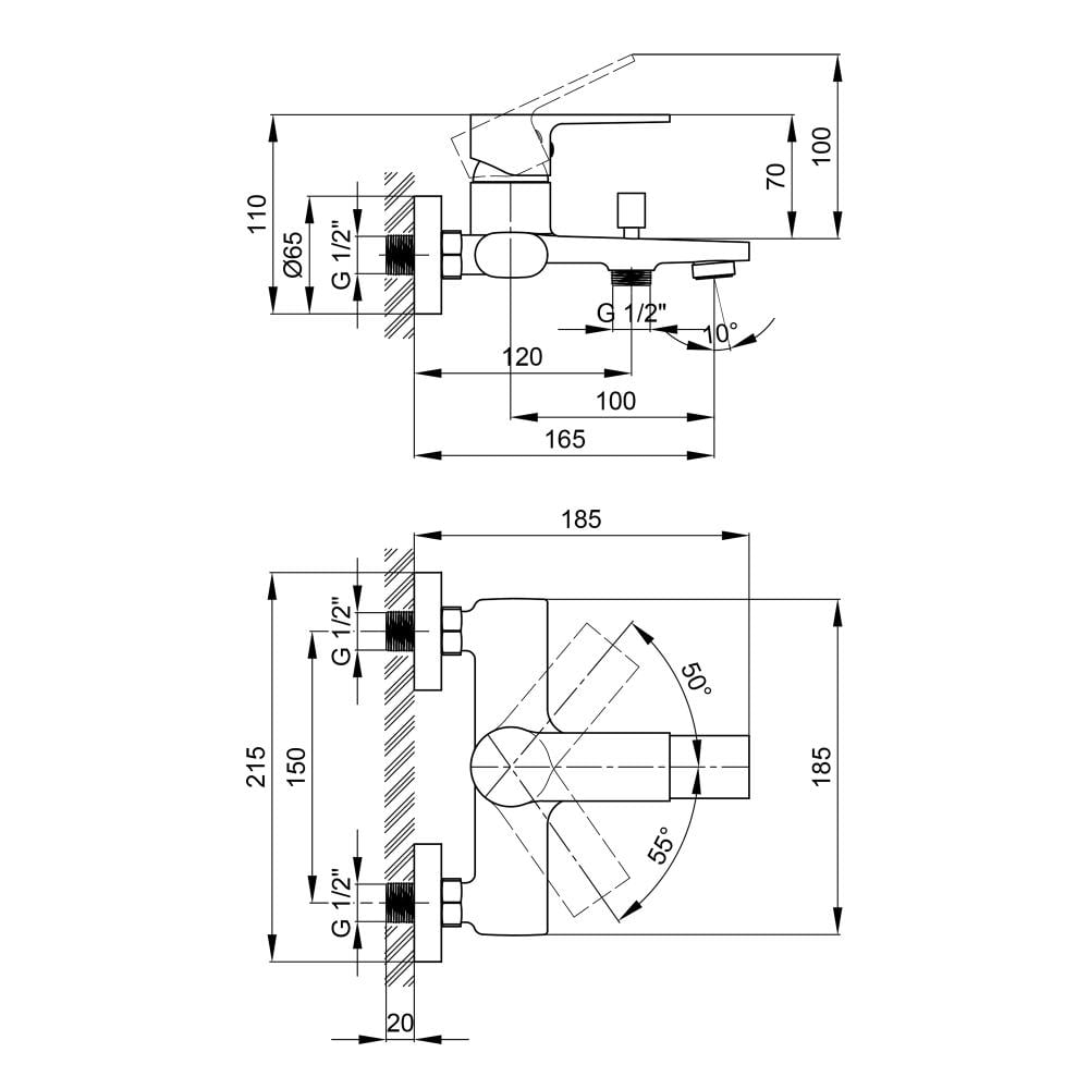 Смеситель для ванны Qtap Labe 3020107DC (QTLABE3020107DC) - фото 2